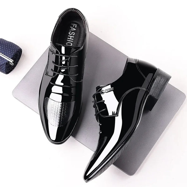 Elegant Oxford Leather Shoes for Men - Breathable and Comfortable Formal Flats for Office, Weddings, and Daily Wear - Perfect Plus Size Business Footwear with Pointed Toe Design