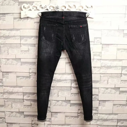 Men's Slim Fit Elastic Ripped Denim Leggings for Casual Style