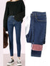 Warmth and Style: Women's Stretchy High-Waisted Pencil Jeans for Cozy Fall Outfits, Perfect for Casual Winter Looks and Everyday Wear