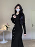 Korean Chic French Knitted Dress Women Long Sleeve Fishtail Bodycon