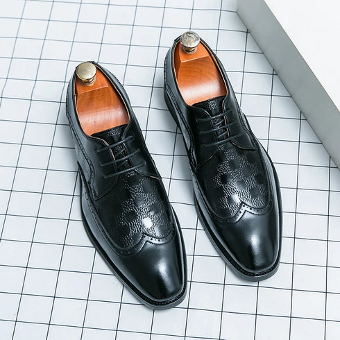 Stylish Brogue Lace-Up Business Formal Shoes for Men – Perfect for Office, Banquet, and Outdoor Parties in Sizes 38-48