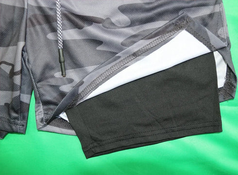 Men's Gym Shorts Camo 2 in 1 Performance Fitness Shorts Summer