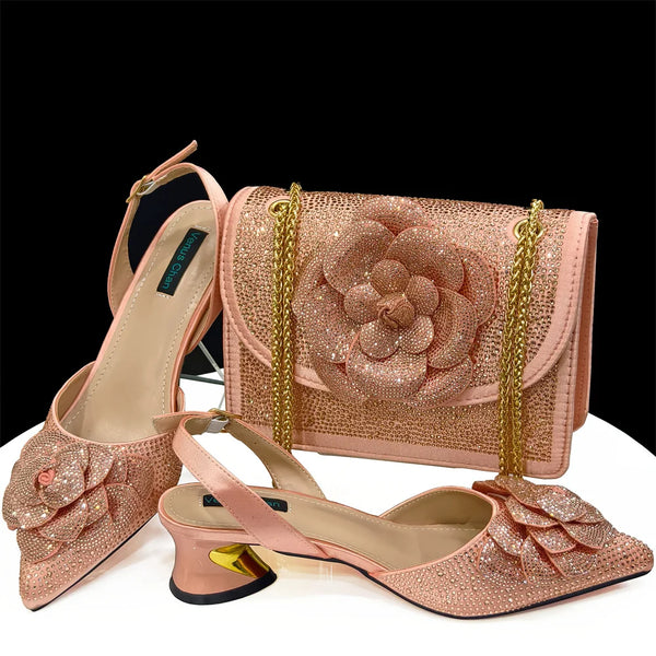 Italian Style Ladies Pumps and Matching Bag Set for Elegant Occasions