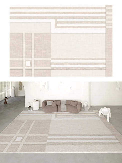 Artistic Luxury Large Living Room Carpet Comfortable Soft Bedroom Rug Minimalist Design