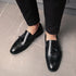 Luxury Black Low Heeled Tassels Loafers for Men Business Dress Shoes