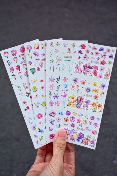 12 Floral Patterns Summer Nail Water Decals - Daffodils, Lilies, and Tulips for Stunning Nail Art Transfers and DIY Manicure Accessories