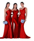 Mermaid Satin Corset Bridesmaid Dress for Wedding Party Gown with Ruched Detailing and Floor Length