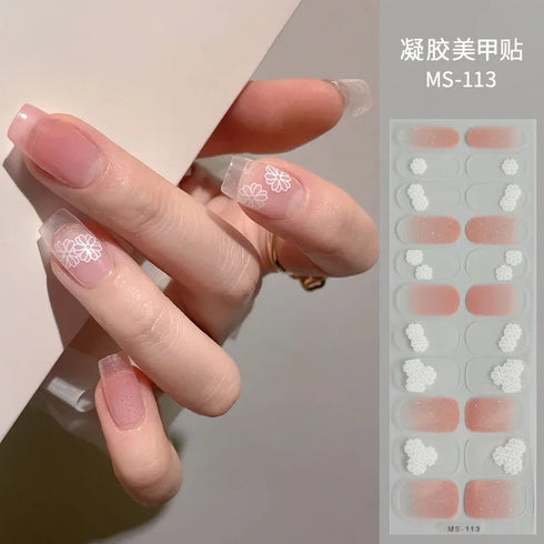 Waterproof Long Lasting Gel Nail Art Stickers for Stunning Full Cover Manicures - 9 Piece Set of Baking-Free Solid Color Decals