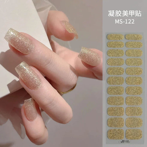 Waterproof Long Lasting Gel Nail Art Stickers for Stunning Full Cover Manicures - 9 Piece Set of Baking-Free Solid Color Decals