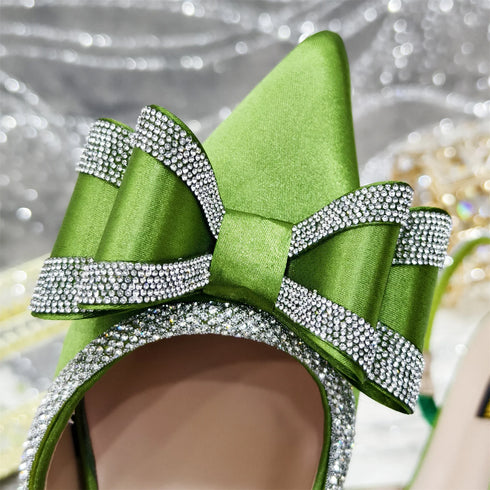 Italian Design Elegant Women's Rhinestone Heels Set