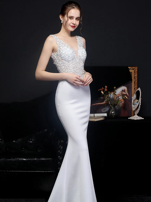 Sexy Elegant Luxury Wedding Evening Long Dresses for Women Rhinestone Prom Party Dresses Summer Dress