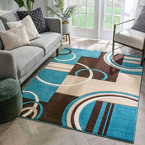 Geometric Circles Area Rug for Living Room and Home Decor