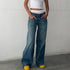 Y2K Inspired Wide Leg Denim Pants for Women - Trendy Low Waist Jeans with Multi Pockets Perfect for Summer Streetwear and Fall Outfits