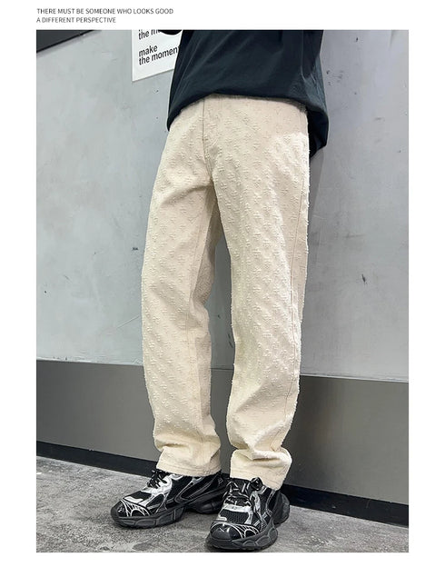 Black Men's Designer Jeans Straight Leg Baggy Denim Trousers