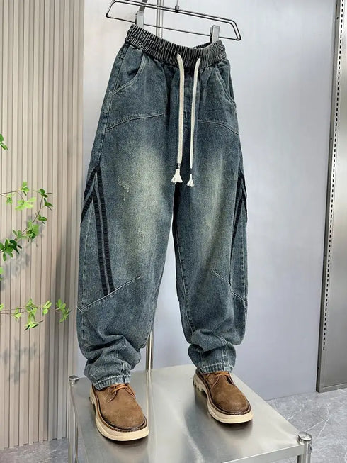 Fashion Loose Hip Hop Striped Jeans Retro Style Men Clothing