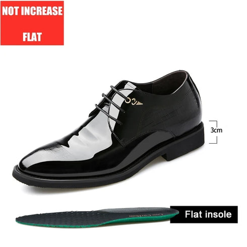 Elevator Dress Shoes for Men Patent Leather Heighten Formal Oxfords
