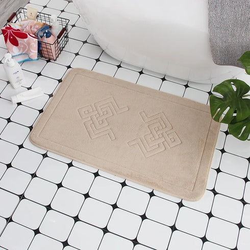 Cobblestone Embossed Non-Slip Bath Mat Memory Foam Carpet for Bathroom Shower Room Doormat