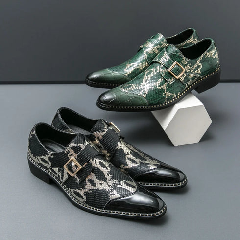 Elegant Handmade Oxford Dress Shoes for Men – Luxury Formal Leather Wedding Party Footwear with Buckle Strap and Pointed Toe Design