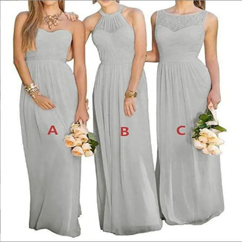 A-Line Chiffon Bridesmaid Dresses Elegant Floor-Length Sleeveless Gown For Wedding Party Occasion