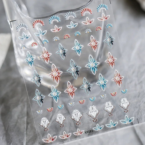 Kawaii Hydrangea 5D Embossed Flower Nail Art Stickers - Self-Adhesive Transfer Decals for Stunning DIY Nail Decoration