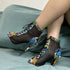 Sexy High Heels Hollow Mesh Sandals for Summer Fashion Comfort Peep Toe Stilettos Jazz Dance Female Shoes Plus Size