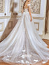 Graceful Floral A Line Wedding Dress with Sheer Back Gown