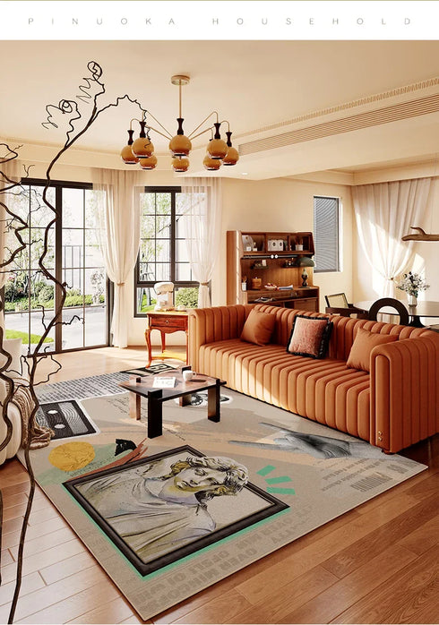 American Retro Cartoon Area Rug for Living Room and Bedroom Decor