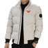 Versatile Winter Down Jacket for Men - Casual Solid Color Thick Warm Outerwear with Printed Design and Appliques