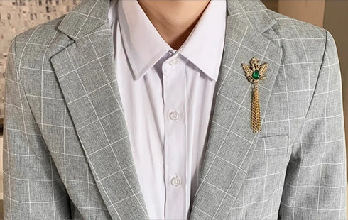 Autumn Men's Slim Fit Checkered Two-Piece Suit Korean Style Fashion Set