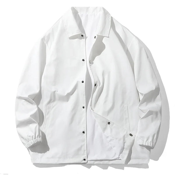 Men's Casual Long-Sleeved Shirt Coat - Trendy Solid Color Thin Jacket for Spring and Autumn - Comfortable Loose Fit Outerwear with Turn-Down Collar