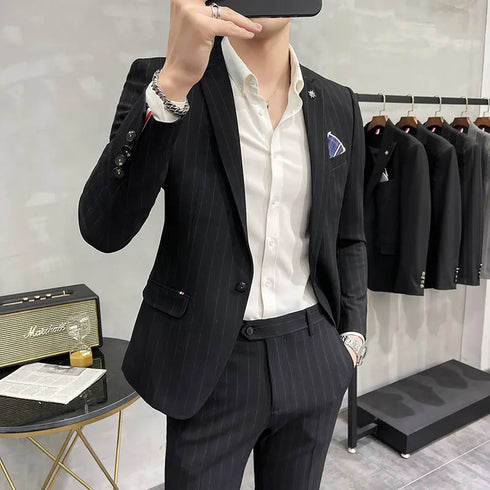 Men's Two-Piece Wedding Suit Business Casual Ensemble with Trousers