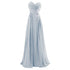 Strapless A-Line Chiffon Bridesmaid Dress With Beading Crystals and Pleats Corset Back