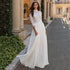 Boho Elegant A Line Wedding Dress Women’s Lace High Neck Customized Chiffon Bridal Gown