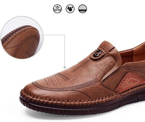 Man Retro Penny Handmade Loafer Casual Shoes Genuine Cow Leather Comfortable Slip-On Design
