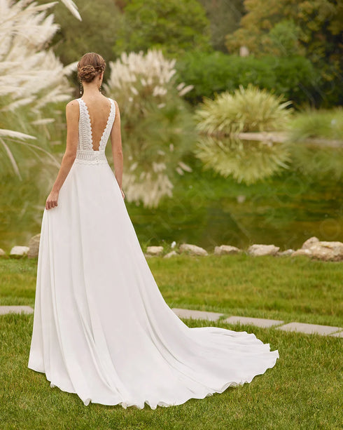 Summer Wedding Dresses Beach Bridal Gowns Boho Lace Sleeveless