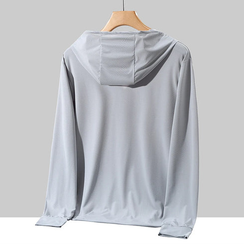 Plus Size Lightweight Summer Windbreaker Jacket for Men - Hooded, Quick-Drying, UPF 50 Sun Protection, Breathable Casual Coat for Outdoor Activities