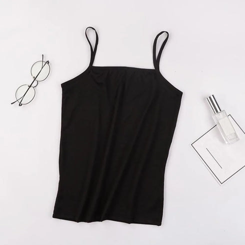Stylish Women's Sleeveless Black Tank Top - Casual Fitness Camisole for Spring and Summer Wear, Perfect for Active Lifestyle and Everyday Comfort