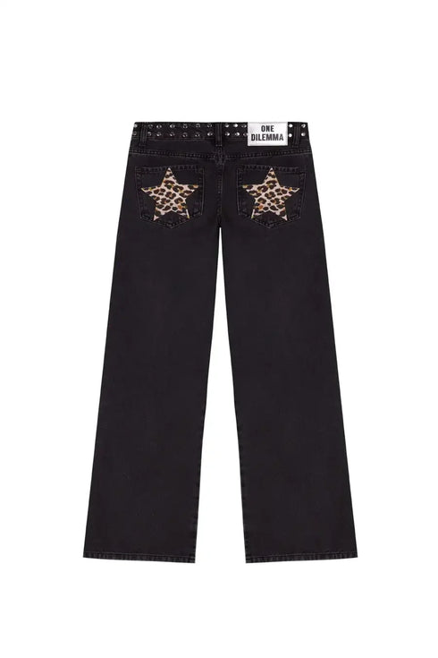Baggy Jeans For Women With Stars Print Hip Hop Streetwear Style Loose Fit Denim Jeans
