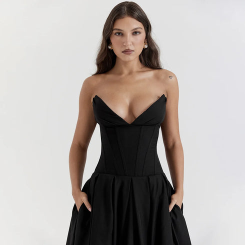 Suninheart Summer Strapless Fit and Flare Party Dress