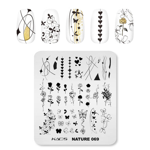 Nature-Inspired Nail Art Stamping Plate - Stainless Steel DIY Manicure Tool with Leaf and Umbrella Patterns for Stunning Nail Designs