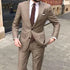 Slim Khaki Men Suits Two Piece Summer Fashion Notch Lapel Chic Business Casual Wedding Set