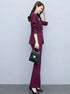 Elegant Women's Blazer and Wide Leg Trouser Suit Set - Classy Two Piece Outfit with Flare Pants for Office and Formal Occasions