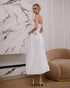 Simple Strapless Tea Length Satin A Line Wedding Dress Custom Made Bridal Gown
