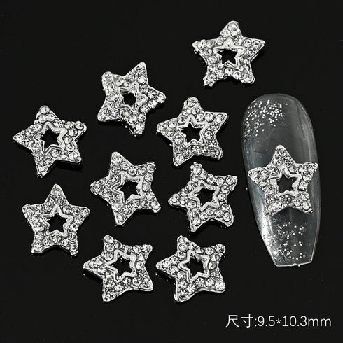 10pcs Devil's Blue Eye Nail Charms with Glitter Rhinestones for Stunning Nail Art Decoration and Manicure Accessories