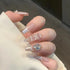 24Pcs Long Acrylic Ballet Fake Nails with Rhinestone Chain Design - Full Cover Press-On Nail Tips for Stylish Nail Art Enthusiasts