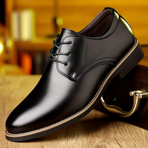 Large Size Leather Business Dress Shoes for Men Soft Sole Derby Style Wedding Footwear