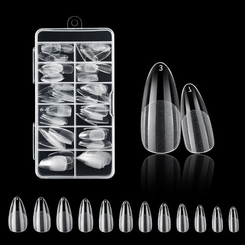 120Pcs Clear Frosted Stiletto, Almond, and Square Fake Nails - Full Coverage Gel X Coffin Manicure Tips for Stunning Autumn Nails