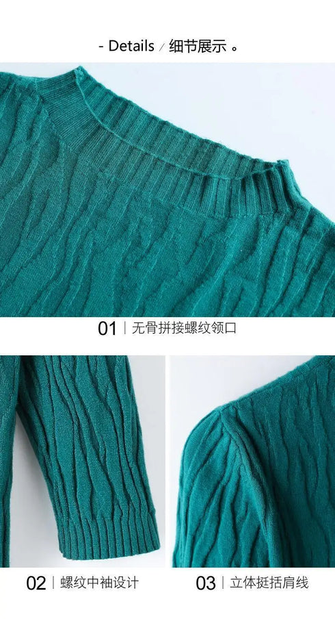 Half Turtleneck Ice Silk T-shirt Women's Sweater Mid-sleeved Temperament Versatile Top Fashionable Inner Wear Summer New Style