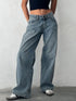 Baggy Boyfriend Jeans for Women Low Rise Straight Leg Streetwear Denim