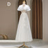 Backless A-Line Bridesmaid Dress With Puff Flower Appliques And Tulle Ankle-Length